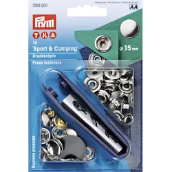 Prym nähfreie Druckknopfe Sport&Camping Messing 15 mm silberfarbig