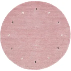 Wollteppich CARPETFINE "Gabbeh Uni", rosa, H:15mm Ø:80cm, Wolle, Teppiche, reine Wolle handgewebt, Gabbeh Tiermotiv warmes Raumklima viele Größen