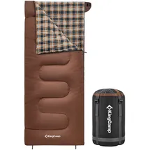 KingCamp Deckenschlafsack Snowflake 400 Winter Schlafsack XL Breit Baumwolle -15 cappuccino, Zipper Links