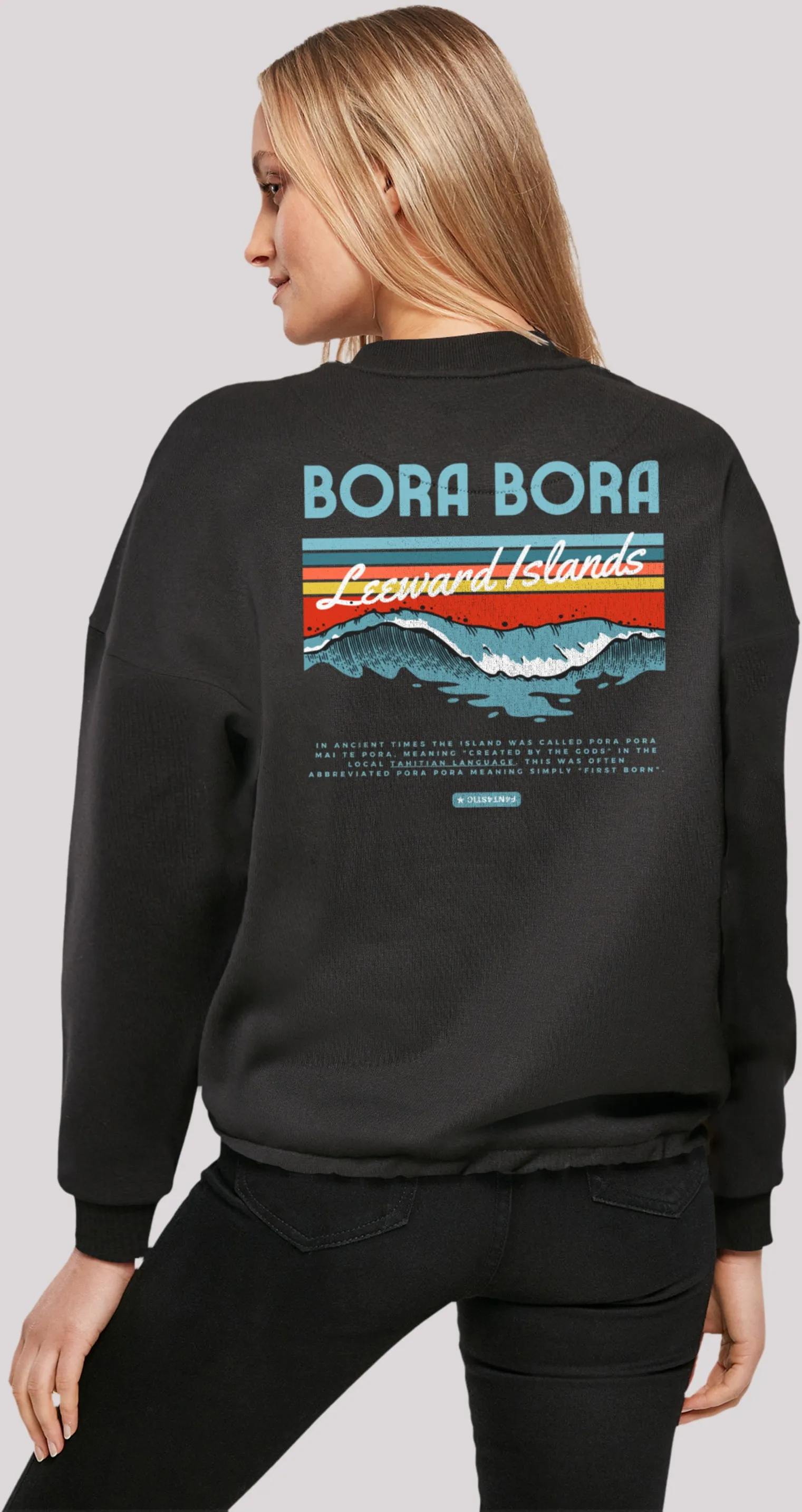 Sweatshirt F4NT4STIC "Bora Bora Leewards Island" Gr. S, schwarz Damen Sweatshirts Oversize Shirts Print