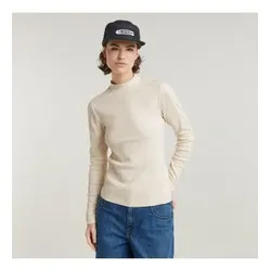 G-Star für Damen. D25033-D850-127 Schmales T-Shirt mit Rippenmuster in Beige (XXS), Lässig, Langarm, Bio-Baumwolle, Nachhaltig