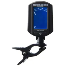 Music Store Stimmgerät, chromatischer Clip-On Tuner für Gitarre und Bass, 440 Hz Kalibrierung, Zubehör für Gitarre, Display mit Hintergrundbeleuchtung