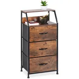 Relaxdays Standregal, 3 Schubladen, 2 Ablagen, Bücher & Deko, Regalkommode Industrial, HxBxT: 92x45x30 cm, braun/schwarz