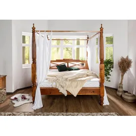 Massivmoebel24 Himmelbett Akazie 180x200x224 honig lackiert Oxford 0246