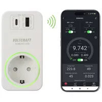 VOLTCRAFT SEM6503 Energiekosten-Messgerät USB-Schnittstelle, USB-Messung (Ladeleistung), inkl. Funksteckdose, Datenexport
