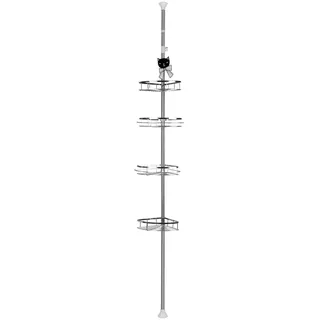 Duschregal mit 4 Ablagen Teleskopregal für Bad,rostfreies Eckregal,Duschregal ohne Bohren,Teleskop Duschregal Badregal,Eckregal Teleskopregal Bad für Dusche Badewannen (110-280 cm (4 Lagen))