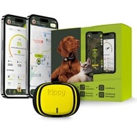 Kippy – GPS Tracker Halsband Evo für Hunde und Katzen – Gesundheits- und Aktivitäts-Tracker – GPS Tracker Katze, Hund – Wasserdichter GPS Tracker – Ortungsgerät mit Sofortalarm und Led – Gelb