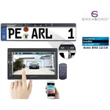 Creasono 2-DIN-MP3-Autoradio mit Touchdisplay und Funk-Rückfahr-Kamera