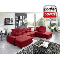 polsterpower Wohnlandschaft - rot - Microchenille - mit Funktionen - Canapé