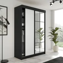 kier furniture Schiebetürenschrank Lamaro 138 x 205 x 59 cm Schwarz/Weiß