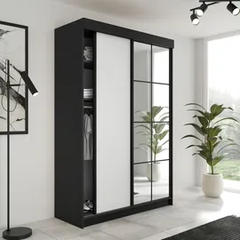 kier furniture Schiebetürenschrank Lamaro 138 x 205 x 59 cm Schwarz/Weiß