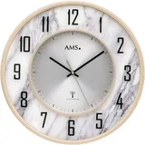 AMS Funkwanduhr AMS, bunt, Wanduhren, Damen, Ø 34cm, Quarzuhr, Wanduhr, Wohnzimmer, Esszimmer, Arbeitszimmer, Marmoroptik