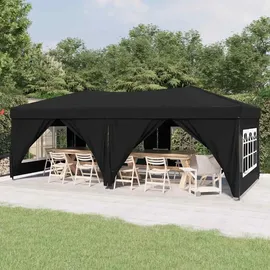 vidaXL Partyzelt Faltbar mit Seitenwänden Schwarz 3 x 6 m
