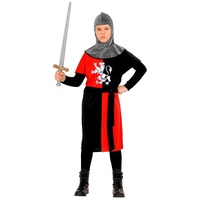Karneval-Klamotten Ritter-Kostüm Kreuzritter Kinder rot schwarz, Mittelalter Kinderkostüm für Karneval rot|schwarz|silberfarben 158