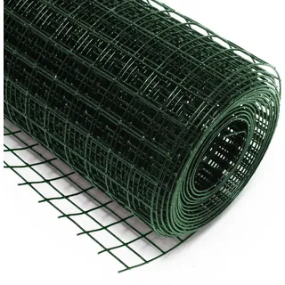 Wiltec Maschendrahtzaun Grün 1x5 m 50 cm Höhe 0,9 mm Stärke 19x19 mm Maschengröße, Volierendraht 4-Eck aus Stahl verzinkt, Drahtgitter, Vogeldraht