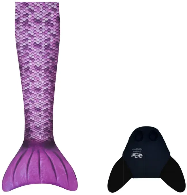 Meerjungfrauenflosse & Monoflosse Neopren Lila Gr. M/L für Kinder ab 11 Jahren - Kuaki Mermaids - stabile Flosse, Elastizität