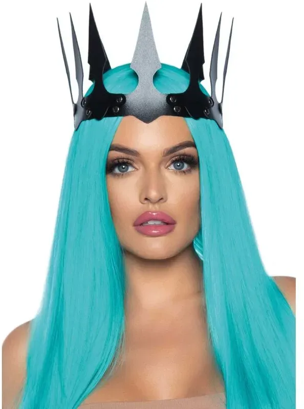 LEG AVENUE Kunstleder Maleficent Krone mit Nieten Schwarz