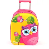 Bouncie Kinder-Trolley mit 3D-Eulen-Motiv, Kinderreisekoffer, Kindergepäck, pink