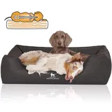 Knuffelwuff Orthopädisches Hundebett Rockland aus Kunstleder Übergröße XXXL 155 x 105cm Schwarz