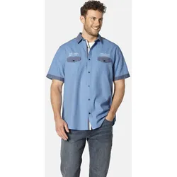 Kurzarmhemd BABISTA "Kurzarmhemd PIOLASTI", Herren, Gr. XL, weit, blau (hellblau), Obermaterial: 100% Baumwolle CO., regular fit, Kurzarm, Hemden, mit feiner Bestickung