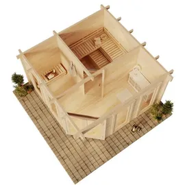 FinnTherm Gartensauna Magnus-70 Naturbelassen 406 cm) x 406 cm