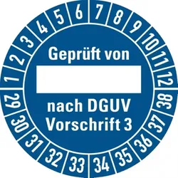 König Werbeanlagen Dreifke® Prüfplakette Geprüft von, nach DGUV Vorschrift 3 ab 29 - 30 mm Folie selbstklebend