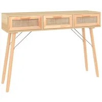 VidaXL Konsolentisch Braun 105x30x75 cm Massivholz Kiefer Natur-Rattan