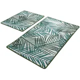 WELL HOME MOBILIARIO & DECORACIÓN Badteppich-Set (2-teilig), Ecru und grüne Blätter