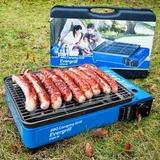 Angel Domäne Butangas Camping Gasgrill Evergrill mit Transportkoffer | Campinggrill BBQ Barbeque Tischgrill Butangas