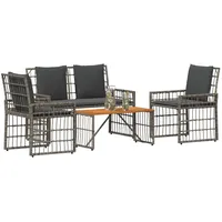 vidaXL Gartenmöbel Set 4-tlg. Grau/Dunkelgrau