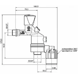 Schlösser Auslaufventil 0082601550001 DN 15, 1/2, matt verchromt, mit Systemtrenner
