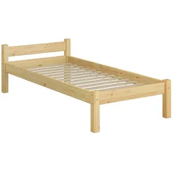 Erst-Holz Einzelbett Kiefer natur Massivholzbett 90x200 Futonbett Bettrahmen Rollrost Singlebett 60.36-09