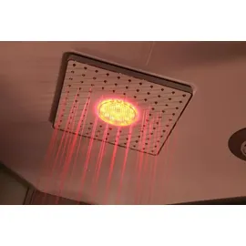 purehaven Dampfdusche und Infrarotsauna 145x90x215 cm Aluminiumrahmen komplettem Zubehör Tropenbrause Sitzfläche Radio Massagefunktion holzfarben