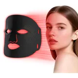 red mito LED Lichttherapie Gesichtsmaske mit Rotlichtlampe, 7 Farben LED Maske Gesicht für Gesichtsschönheit, Anti-Aging, Faltenreduzierung Schwarz