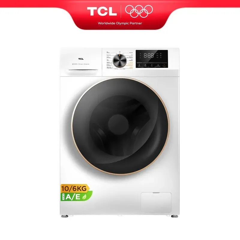 TCL Waschtrockner, 10/6 kg, mit Smart DD Motor, Antibakterielles System, Dampfwaschen, Waschen & Trocknen 60 Min., Schnellwaschen 15 Min. Kindersicherung, Endzeitvorwahl, 20 Jahre Motorgarantie CP1210WA0 [Energieeffizienzklasse A/E]