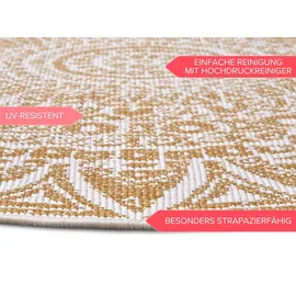 freundin Home Collection Teppich Lilja Wendeteppich", gelb Ocker, H:5mm Ø:240cm, Polypropylen (PP), Freundin Home Collection Teppiche, Teppich, In-& Outdoor, beidseitig, Wetterfest, Balkon, Garten, Wohnzimmer