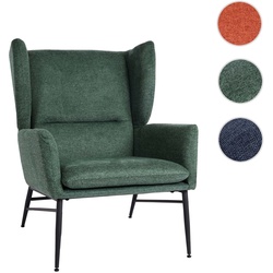 Lounge-Sessel HWC-L62, Ohrensessel Cocktailsessel Sessel Polstersessel, Stoff/Textil Metall ~ grün
