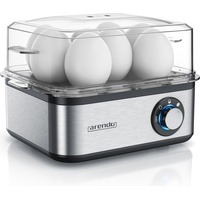 Arendo Eierkocher 8-fach, 500 W, Edelstahl, Härtegrad einstellbar, für 8 Eier, silber/schwarz