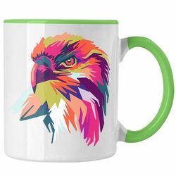 Trendation Tasse Trendation – Adler Polygon Tasse Geschenk Adler-Fans Kaffeetasse grün