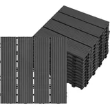 UISEBRT 44 Stück WPC Fliese 30X30cm WPC Klickfliese 4qm Balkonfliesen Terrassenfliesen Holzoptik Fliese Terrassendielen Balkon, Anthrazit - Schwarz