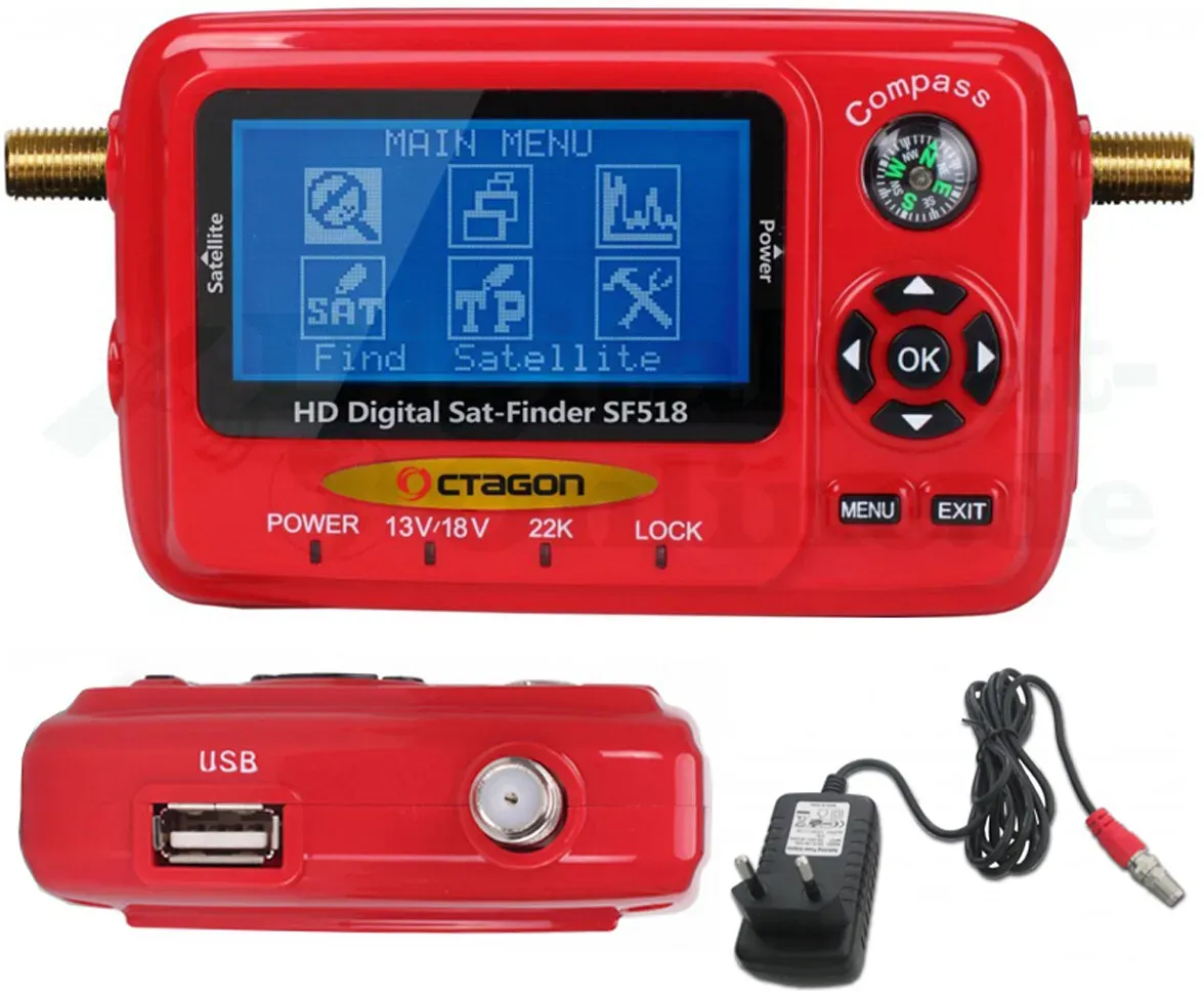 OCTAGON SAT-FINDER Messgerät SF518 LCD HD & UHD 4K USB 2.0 Spektrum