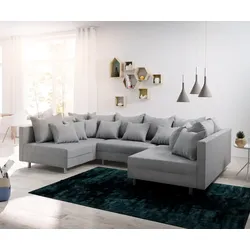 DELIFE Wohnlandschaft Clovis Grau Flachgewebe Modulsofa, Design Wohnlandschaften, Couch Loft, Modulsofa, modular