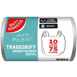 Gut und Günstig 75 Kosmetikeimerbeutel 10 L mit Tragegriff transparent