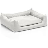 Juelle Hundebett aus Kunstleder Hundebett Kuschelbett Sofy Rex S-XXL (80x65cm, Weiß)