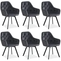 Homestyle4u Polsterstuhl 6er Set in Grau 2353,