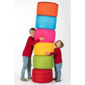 sunnypillow Sitzsack - Hocker rund 25 x 45 cm Indoor - Outdoor Runder Sitzpouf mit abnehmbarem Bezug Sitzbank, Sitzhocker, Bodenkissen Bean Bag Puf... - Blau