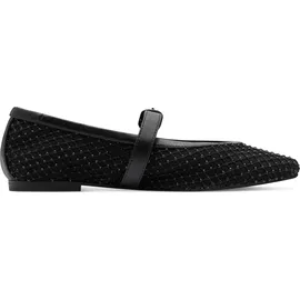 Marco Tozzi Damen Ballerinas weiches Feel Me Fußbett weiches Innenfutter Vegan Strap, schwarz 37 EU