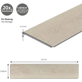 ML-Design Click Vinylboden, Fischgrät Eiche Hell Braun, Holzoptik, wasserfest, Belastungsklasse 34