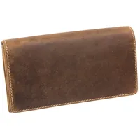 XXL Damen Geldbörse Frauen Geldbeutel für 10 Kreditkarten Used Look LEAS in Echt-Leder - Vintage-Collection 17x9,5x3,5cm (BxHxT) (Dark Cognac)