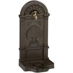 Relaxdays Standbrunnen, Antik-Stil, HBT: 82,5x39x32 cm, Nostalgie, Garten, Terrasse, Wasserhahn, Becken, stehend, braun